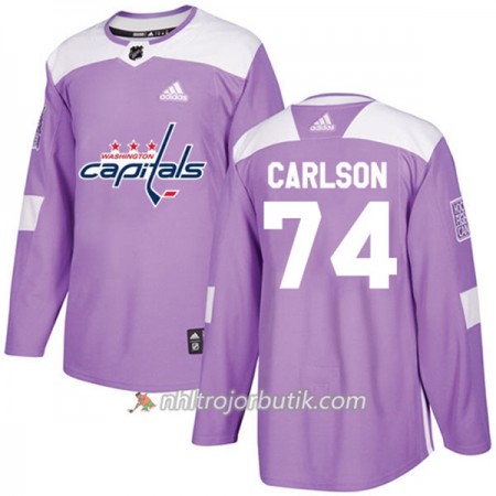Män Ishockey Washington Capitals Tröja John Carlson 74 Adidas 2017-2018 Lila Fights Cancer Practice Authentic